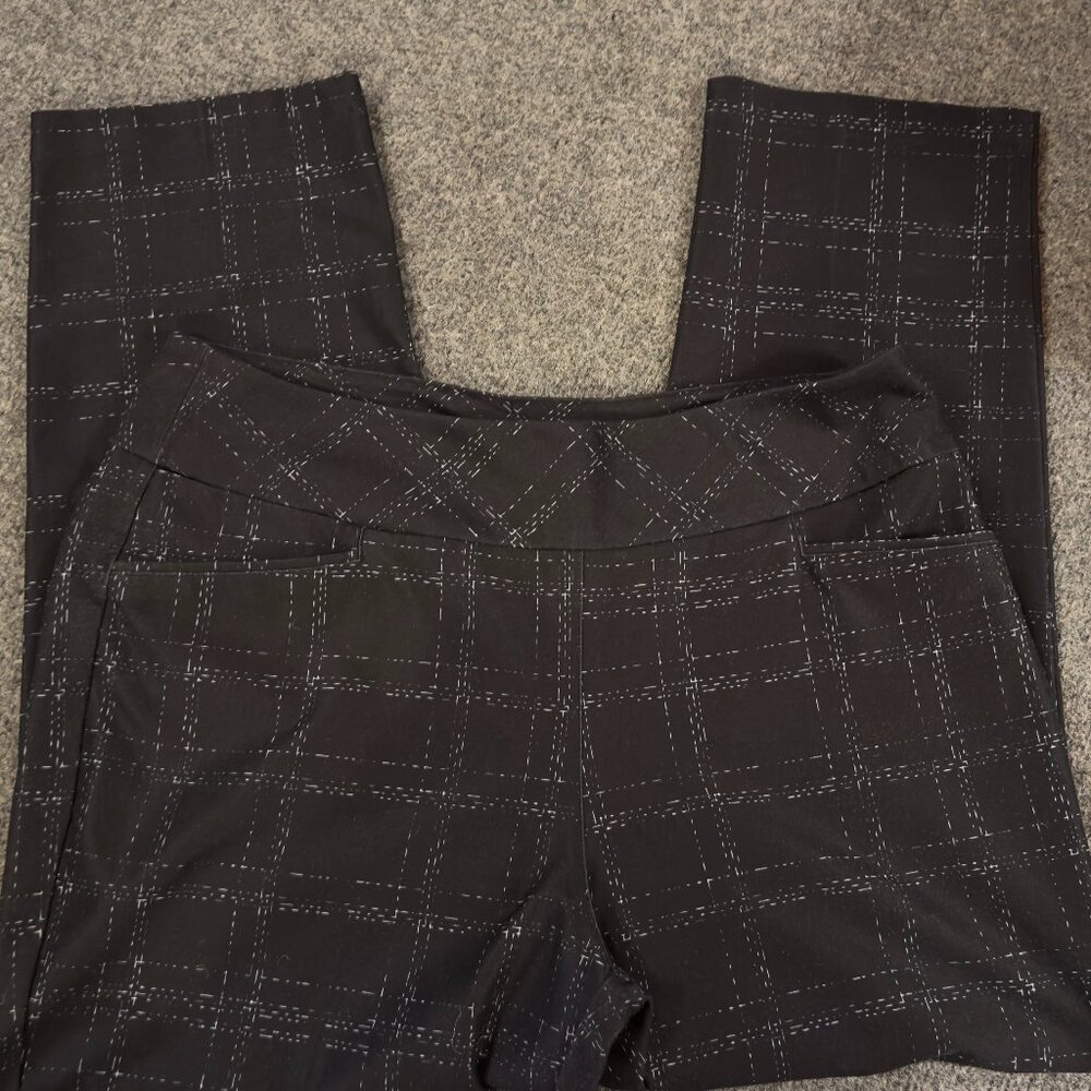 Adidas Golf Tennis Sport Cropped Pull-on Ankle Pant Black White Plaid Size Large